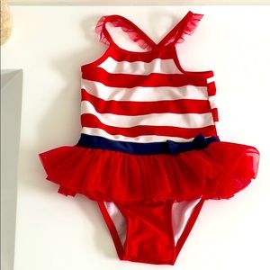 Cat & Jack red white blue ruffle bathing suit🇺🇸